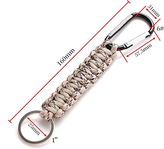 5 Pack Karabiner Keychains with Woven Lanyard Musket Hook for Outdoor Camping Hiking Backpacks.