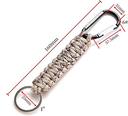 5 Pack Karabiner Keychains with Woven Lanyard Musket Hook for Outdoor Camping Hiking Backpacks.
