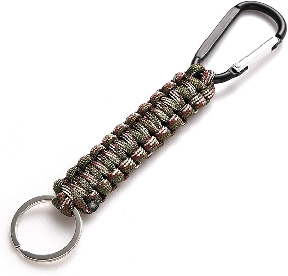 5 Pack Karabiner Keychains with Woven Lanyard Musket Hook for Outdoor Camping Hiking Backpacks.