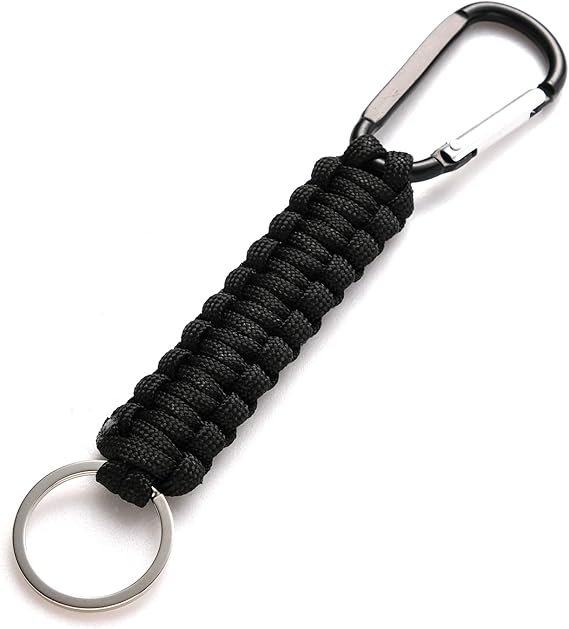 5 Pack Karabiner Keychains with Woven Lanyard Musket Hook for Outdoor Camping Hiking Backpacks.