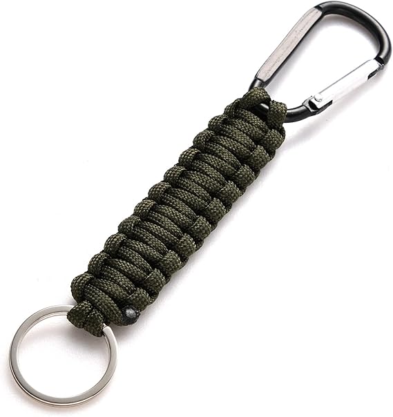 5 Pack Karabiner Keychains with Woven Lanyard Musket Hook for Outdoor Camping Hiking Backpacks.