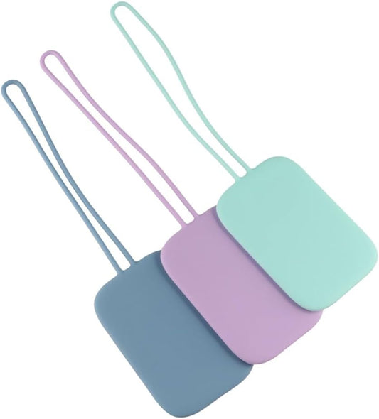 3-Piece Loss-Resistant Silicone Square Luggage Tags with Hanging Cable Travel Accessories.