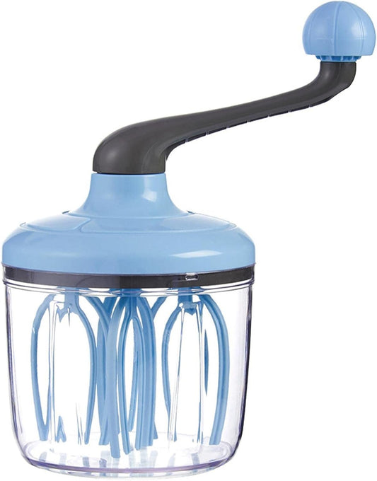 Manual Egg Beater Blue Handheld Butter Mixer Kitchen Baking Tool Accessory.