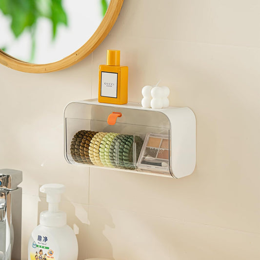 White Storage Box with Lid for Cotton Swabs Cotton Pads Toothpicks Household Organizer.