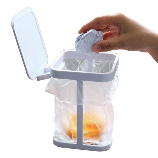 White Kitchen Bedroom Trash Can Rack - 1 Piece Waste Bin Holder for Home Kitchen Use.