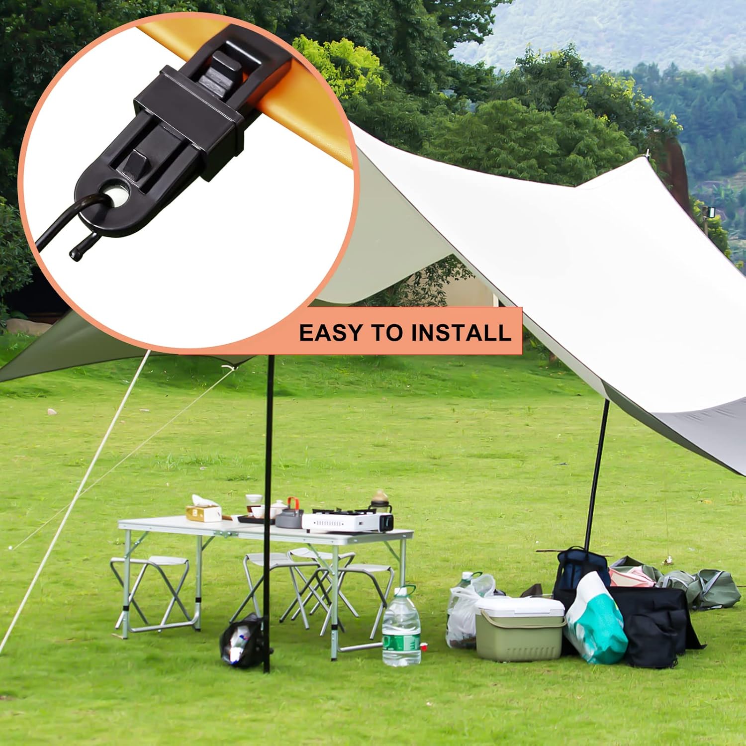 8 Pack Black Tarp Clips with Eyelets Heavy Duty Tent Canvas Clamps for Camping Caravan Awning Boat Outdoor Use.