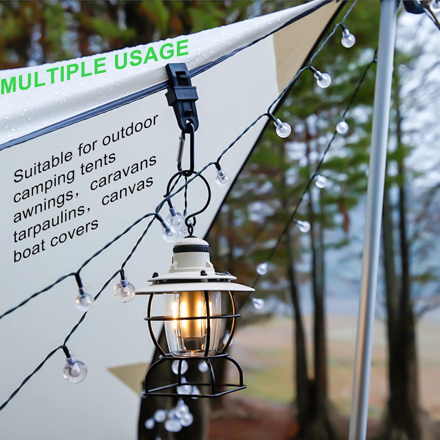 8 Pack Black Tarp Clips with Eyelets Heavy Duty Tent Canvas Clamps for Camping Caravan Awning Boat Outdoor Use.