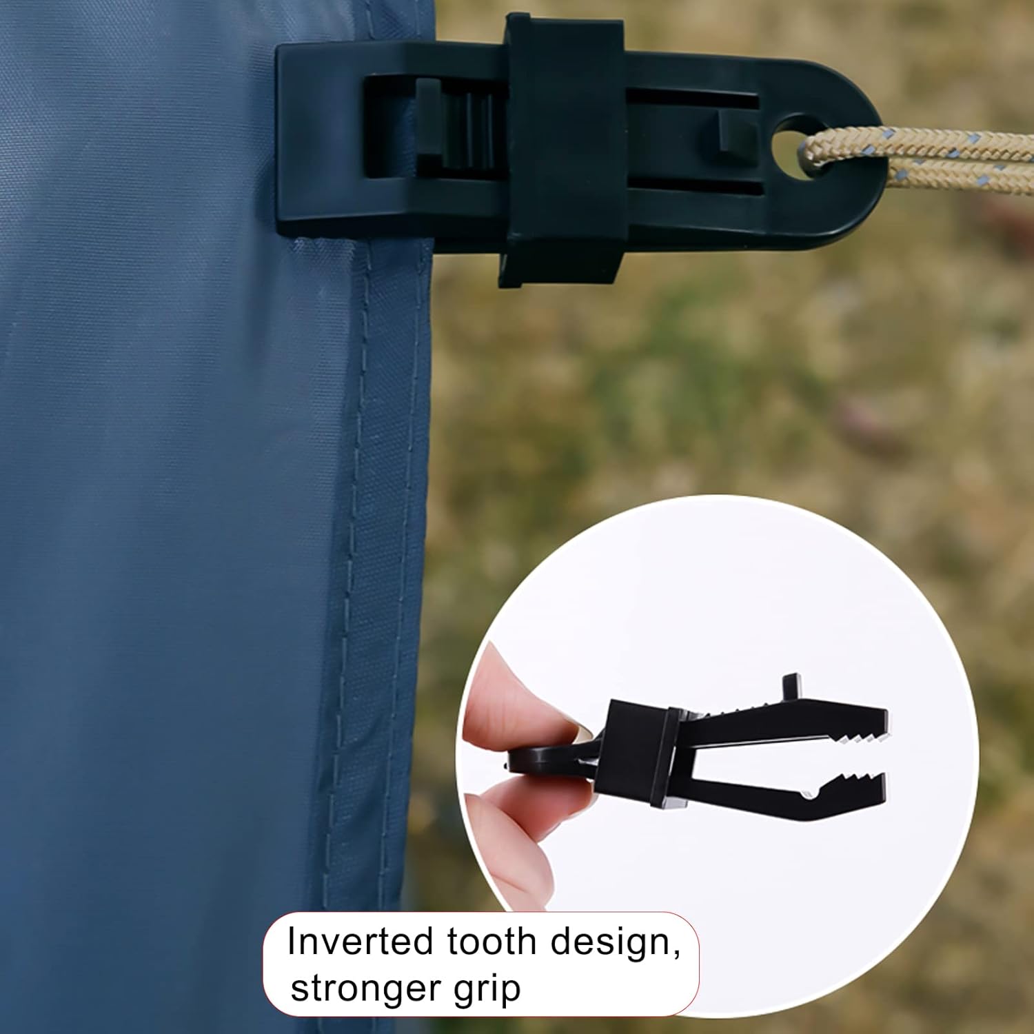 8 Pack Black Tarp Clips with Eyelets Heavy Duty Tent Canvas Clamps for Camping Caravan Awning Boat Outdoor Use.