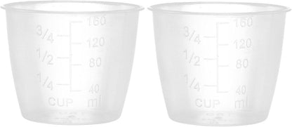 2 Pack Transparent 3/4 Cup Double Rimmed Pet Food Measuring Cups for Dog Food and Rice