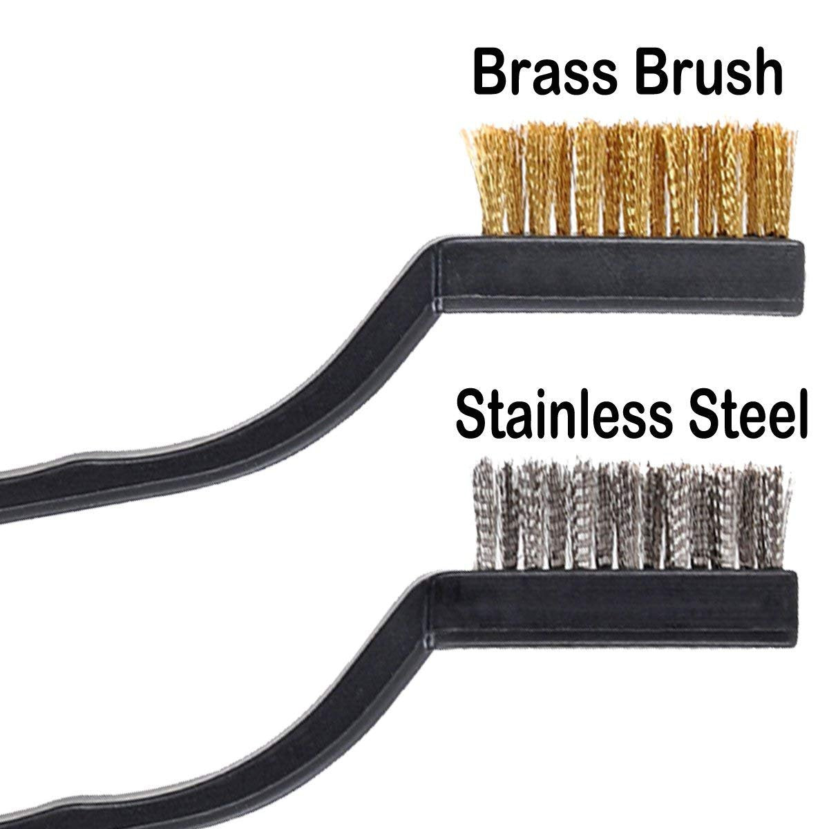 12-Piece Stainless Steel & Brass Wire Brush Set with Scraper and Bent Handle for Cleaning Weld Slag and Rust
