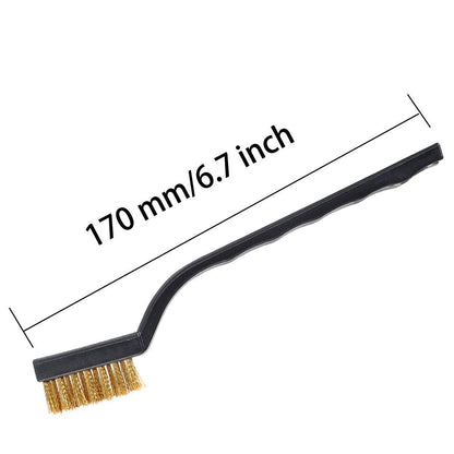 12-Piece Stainless Steel & Brass Wire Brush Set with Scraper and Bent Handle for Cleaning Weld Slag and Rust