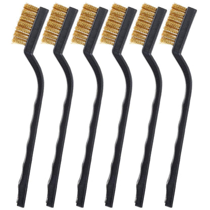 12-Piece Stainless Steel & Brass Wire Brush Set with Scraper and Bent Handle for Cleaning Weld Slag and Rust