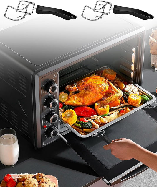 2-Piece Air Fryer Oven Baking Tray Puller Set - Oven Rack Puller Clip Handle Accessory for Air Fryers and Ovens.
