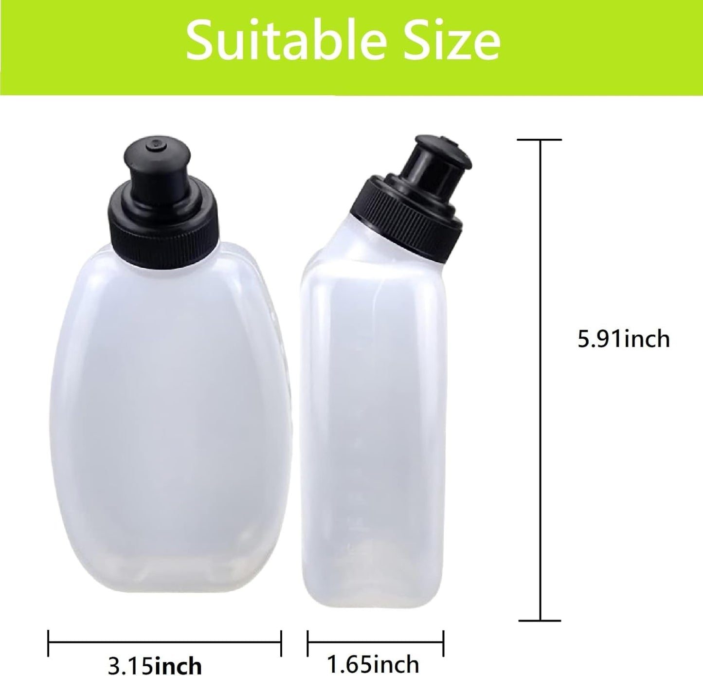 Running Belt Water Bottles 2 Pack Small Running Bidon with One-Handed Slide Lid Perfect Fit 100% Leakproof