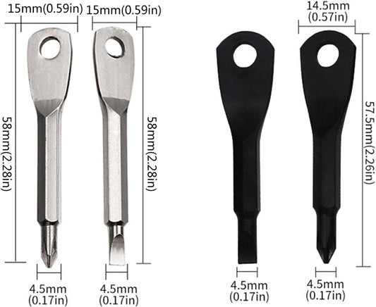 2-in-1 Keychain Screwdriver - Mini Double-Ended Flat & Cross Head - Stainless Steel - Pocket-Sized Tool - Silver.