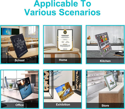 4-Pack Acrylic Open Shelving Unit - Transparent Display Rack for Books Photos Artworks - Multi-Purpose Tablet Stand and Card Holder