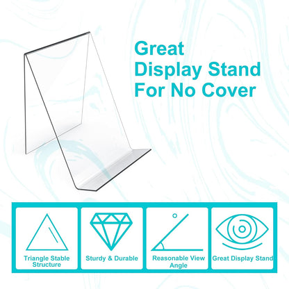 4-Pack Acrylic Open Shelving Unit - Transparent Display Rack for Books Photos Artworks - Multi-Purpose Tablet Stand and Card Holder