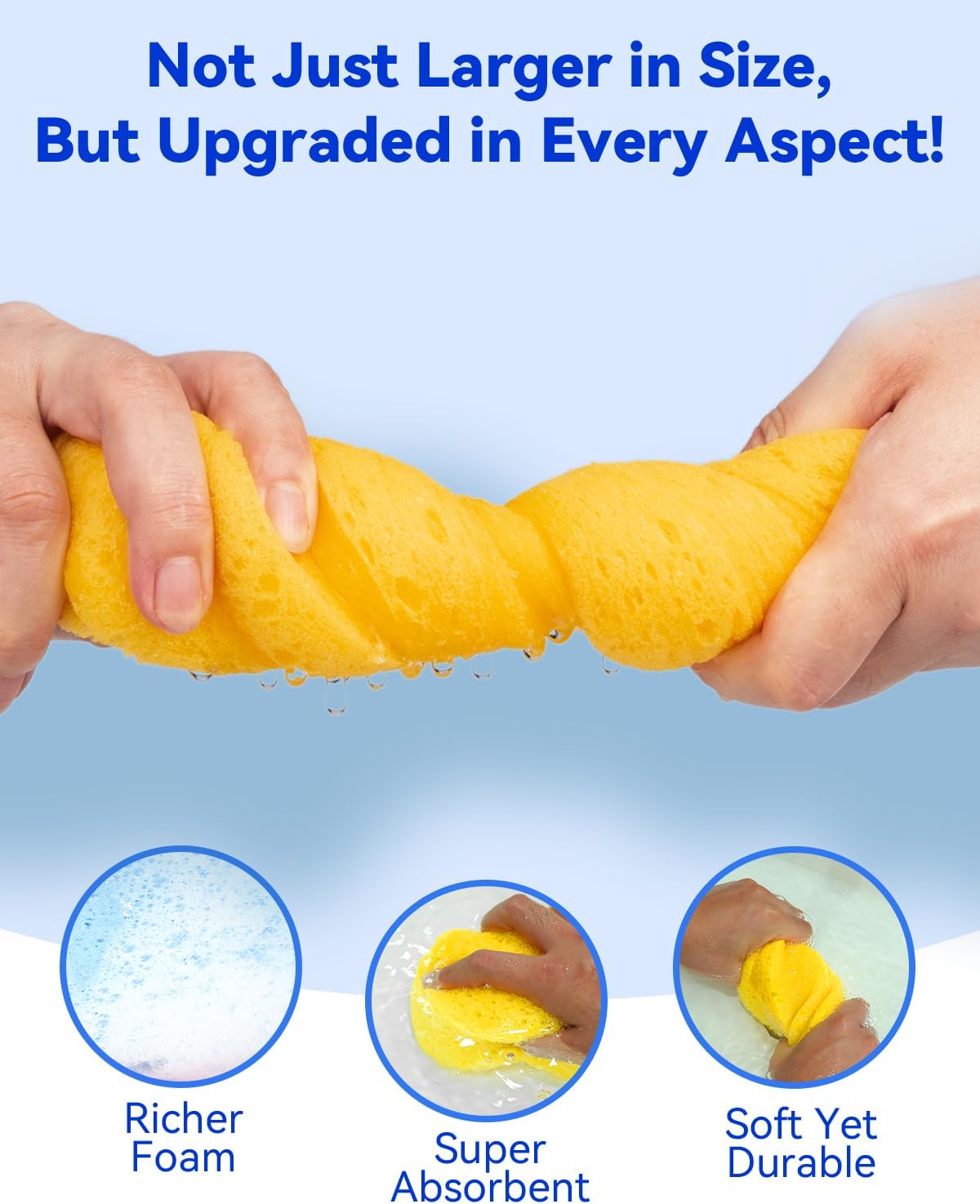 1 Piece Yellow Soft Sponge Large Car Cleaning Sponge Multifunctional Cleaning Sponge Easy to Use Thickened Foam Rubber Large Boat Shaped Sponge Suitable for Kitchen Bathroom Home Cleaning.