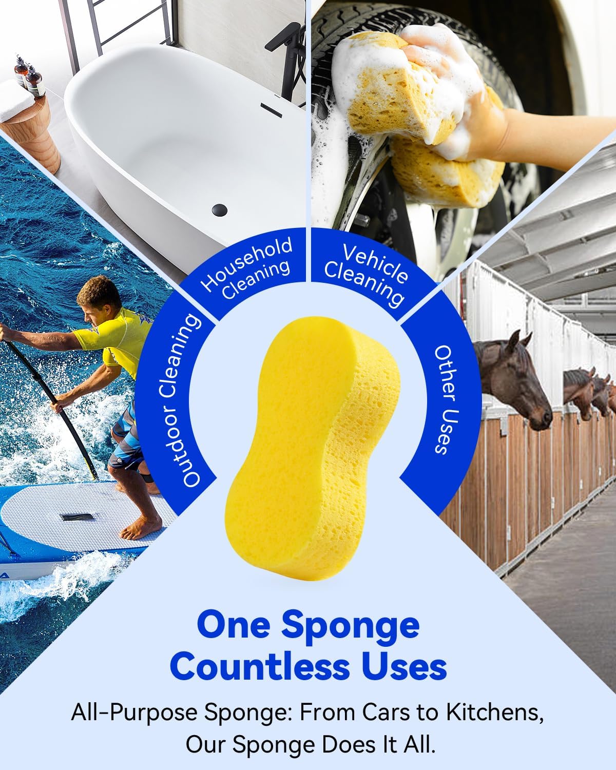 1 Piece Yellow Soft Sponge Large Car Cleaning Sponge Multifunctional Cleaning Sponge Easy to Use Thickened Foam Rubber Large Boat Shaped Sponge Suitable for Kitchen Bathroom Home Cleaning.