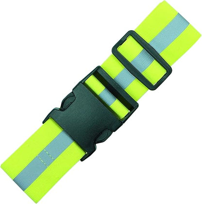 Green Reflective Elastic Waistband Adjustable Glow in the Dark Retro Style for Running Walking Motorcycling.