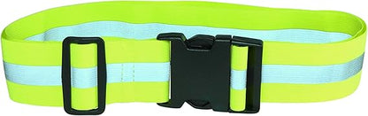 Green Reflective Elastic Waistband Adjustable Glow in the Dark Retro Style for Running Walking Motorcycling.
