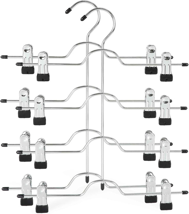 2 Pack Black Pants Hangers with Adjustable Clips Non-Slip Space Saving for Jeans Shorts Skirts Dresses Hand Towels in Laundry Room. Hover Image
