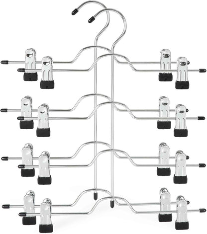 2 Pack Black Pants Hangers with Adjustable Clips Non-Slip Space Saving for Jeans Shorts Skirts Dresses Hand Towels in Laundry Room