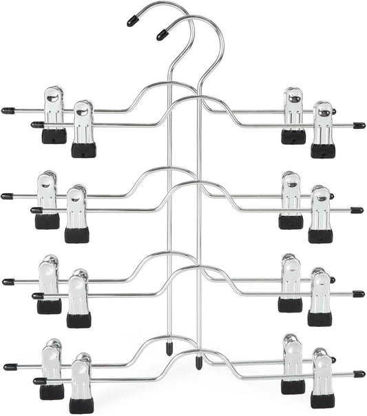 2 Pack Black Pants Hangers with Adjustable Clips Non-Slip Space Saving for Jeans Shorts Skirts Dresses Hand Towels in Laundry Room