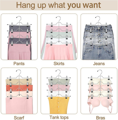 2 Pack Black Pants Hangers with Adjustable Clips Non-Slip Space Saving for Jeans Shorts Skirts Dresses Hand Towels in Laundry Room
