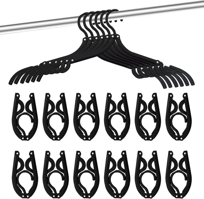 Folding Travel Hangers 12 Pack - Portable Cruise Essentials - Lightweight Collapsible Clothes Hangers for Travel Accessories. Hover Image