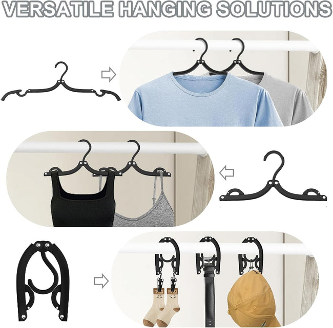 Folding Travel Hangers 12 Pack - Portable Cruise Essentials - Lightweight Collapsible Clothes Hangers for Travel Accessories Main Image