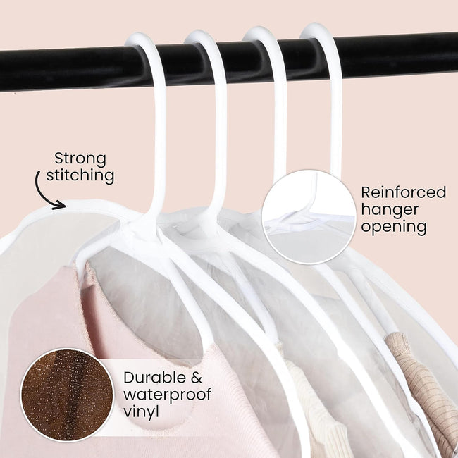 12 Pack Transparent Dustproof Garment Bags 60x30cm Wardrobe Organizer Storage Covers Main Image
