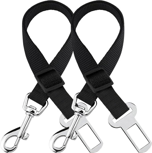 Adjustable Nylon Pet Car Harness with Extension Strap and Clip - Universal Fit for Dogs Cats and Ferrets - Travel Safety Belt for All Car Models.