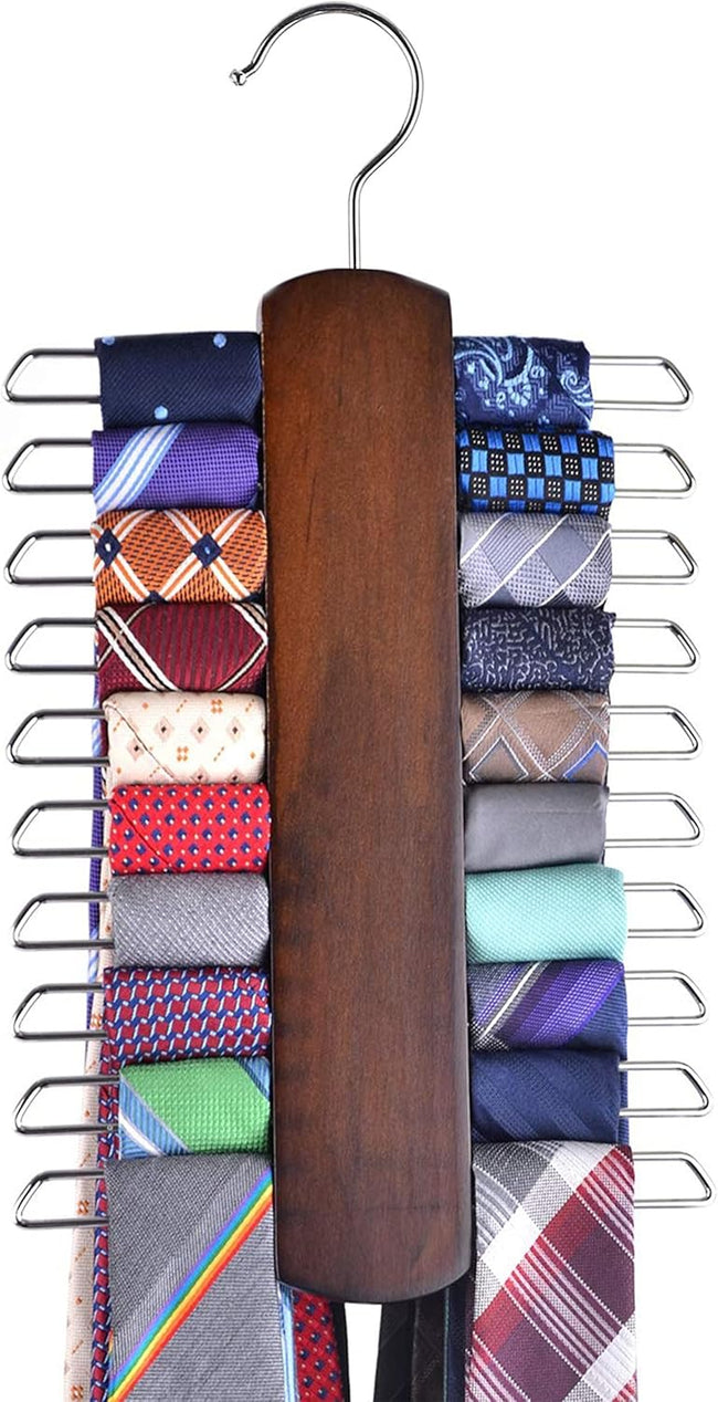 Wooden Belt and Scarf Hanger - Keep Wardrobe Organized & Tidy - Anti-Slip & Scratch-Resistant Storage - 1 Piece. Hover Image