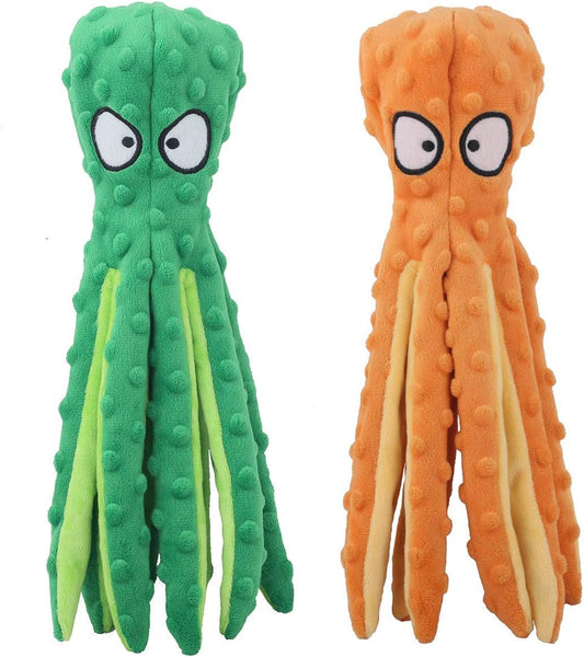 2-Pack Squeaky Plush Dog Toys for Chewers Puppy Teething Durable Interactive Chew Toys for Small Medium Large Dogs Training and Boredom Relief.