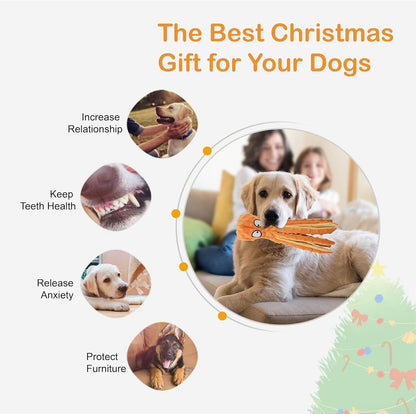 2-Pack Squeaky Plush Dog Toys for Chewers Puppy Teething Durable Interactive Chew Toys for Small Medium Large Dogs Training and Boredom Relief.