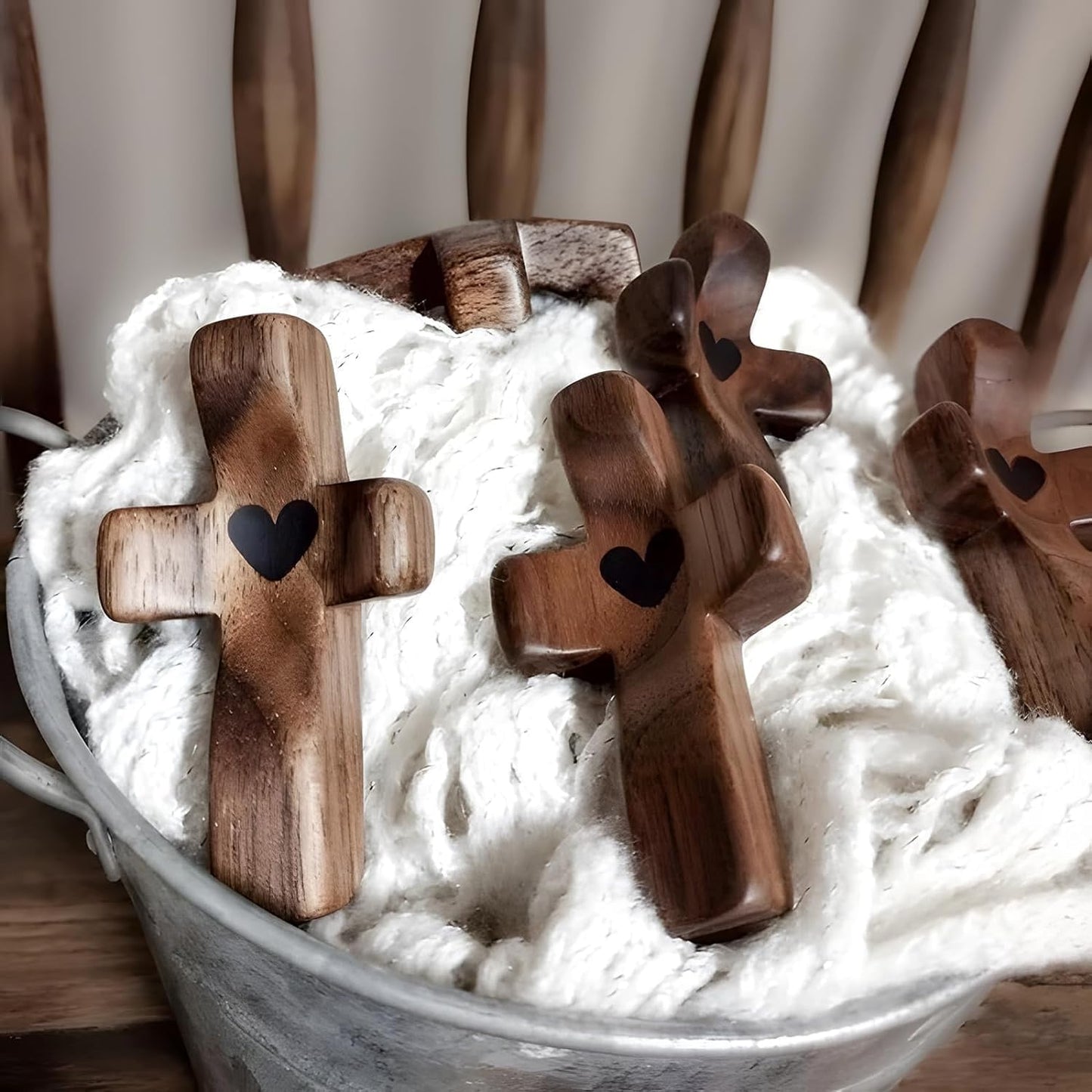 Black Cross Ornaments Set of 5 Wooden Cross Crafts Perfect Gift Idea