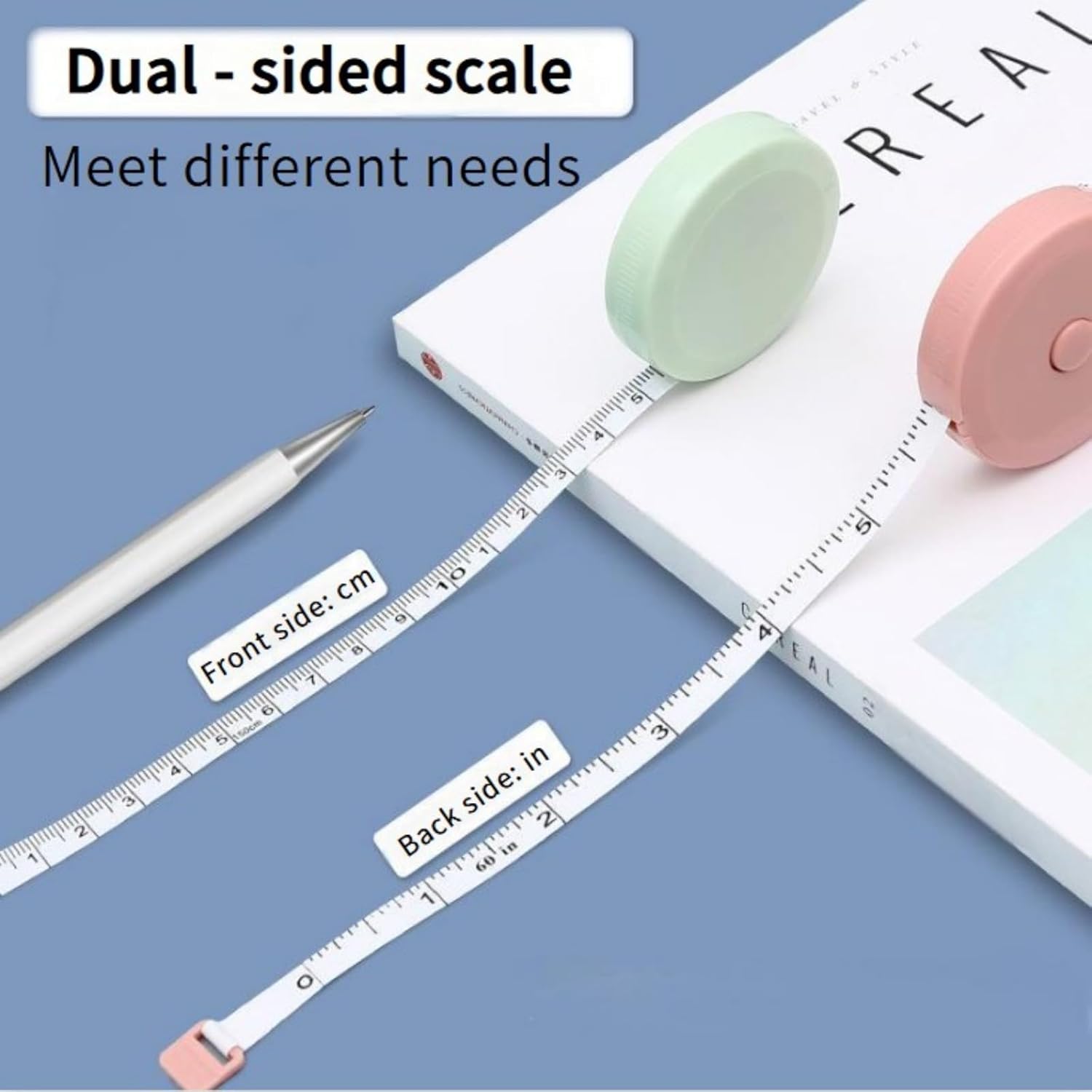 3 Pack Retractable Measuring Tape 150cm Double Sided Flexible for Body Measurements Sewing and Crafts.