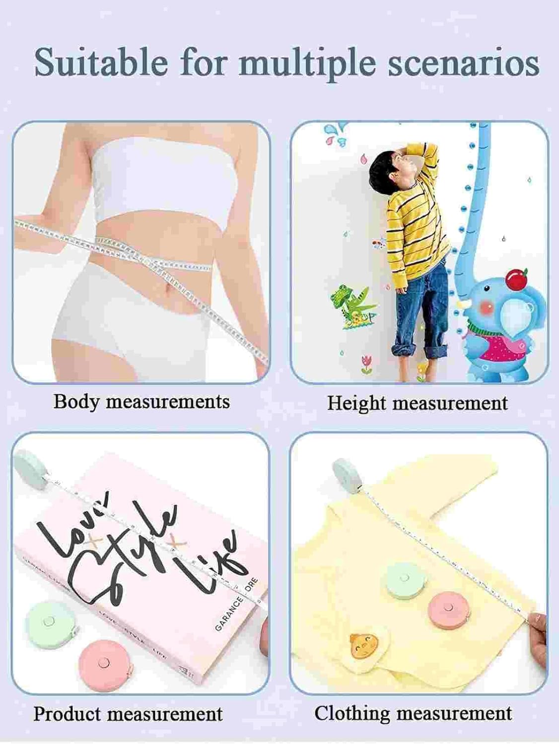 3 Pack Retractable Measuring Tape 150cm Double Sided Flexible for Body Measurements Sewing and Crafts.