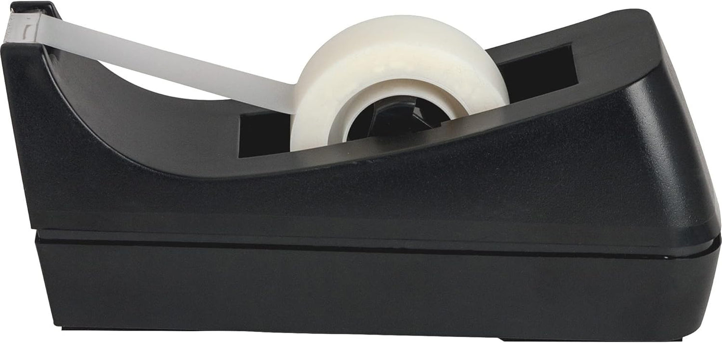 2 Pack Black Tape Dispenser Heavy Duty Desktop Holder with Anti-Slip Base for Office Home School Gift Wrapping (Tape Not Included)