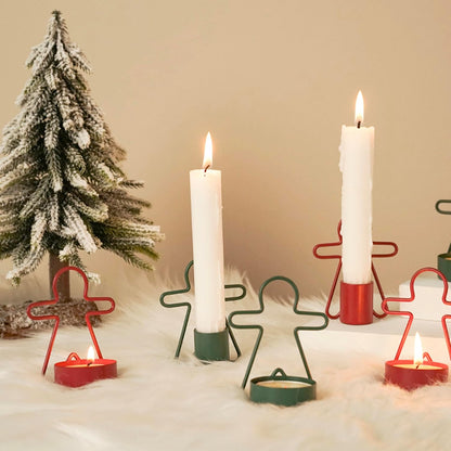 2 Pack Christmas Candles - Gingerbread & Nutcracker Shaped Candles - Arch Design - Red & Green Festive Decor - Perfect Centerpiece or Gift Idea.