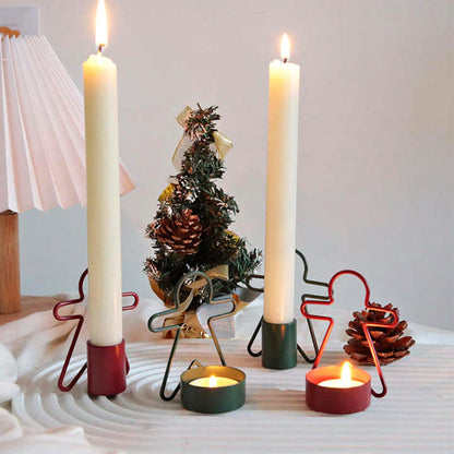 2 Pack Christmas Candles - Gingerbread & Nutcracker Shaped Candles - Arch Design - Red & Green Festive Decor - Perfect Centerpiece or Gift Idea.