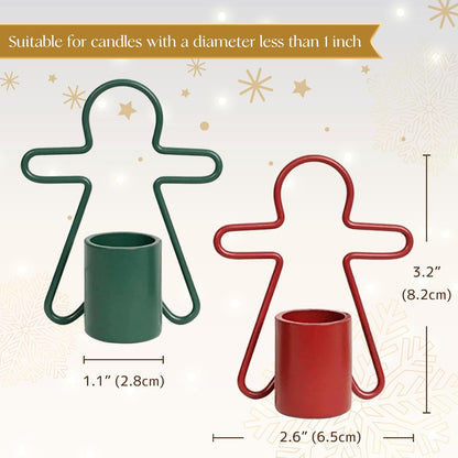 2 Pack Christmas Candles - Gingerbread & Nutcracker Shaped Candles - Arch Design - Red & Green Festive Decor - Perfect Centerpiece or Gift Idea.