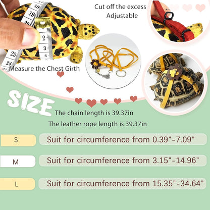Yellow Turtle Harness Medium Size No Bell with Walking and Chest Straps Turtle Accessories for Turtles and Sea Turtles.