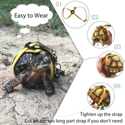 Yellow Turtle Harness Medium Size No Bell with Walking and Chest Straps Turtle Accessories for Turtles and Sea Turtles.