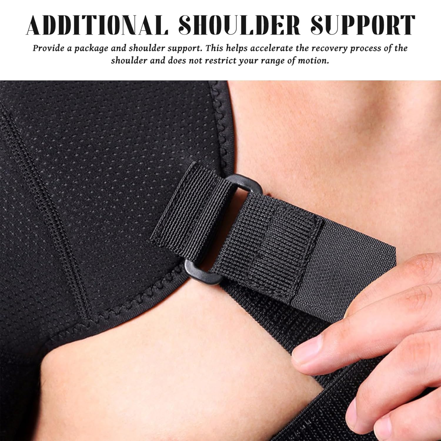 Adjustable Shoulder Support Brace - Black - Breathable Protective Shoulder Sleeve for Sleeping, Sports & Daily Use.