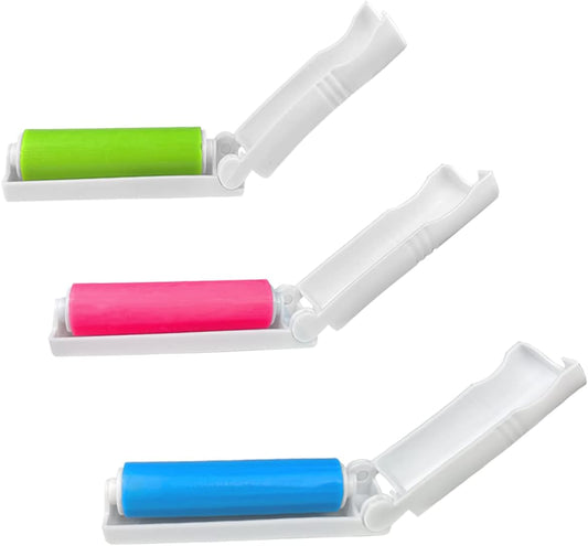 3 Pack Reusable Washable Silicone Pet Hair Remover Roller for Clothes Furniture Carpets - Effective Lint and Fur Removal Tool.