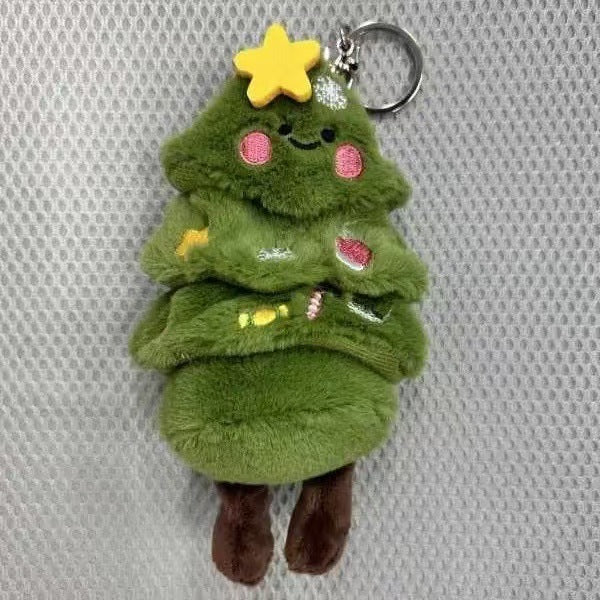 Christmas Tree Decoration Green Soft Plush Keychain Hanger for Home Office School Decor
