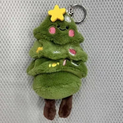 Christmas Tree Decoration Green Soft Plush Keychain Hanger for Home Office School Decor