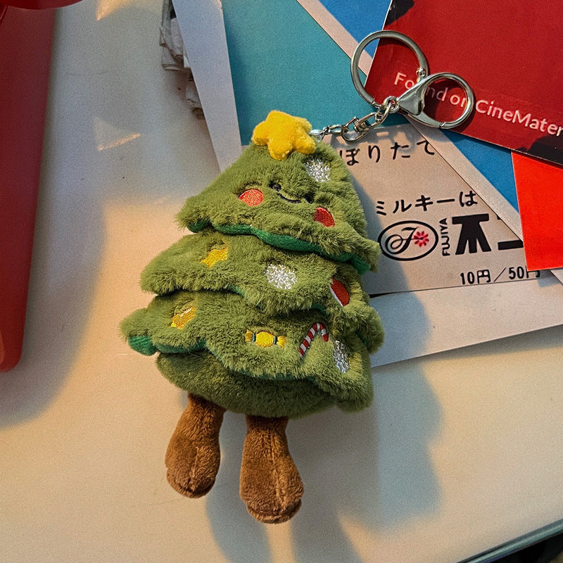 Christmas Tree Decoration Green Soft Plush Keychain Hanger for Home Office School Decor